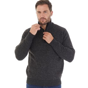 Kangaroo Poo Mens Sherpa Lined 1/4 Zip Sweater Charcoal Marl
