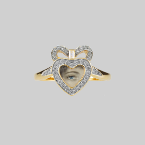 ANONYMITY. Lover's Eye & Cubic Zirconia Heart Ring - Gold - Gold / Large