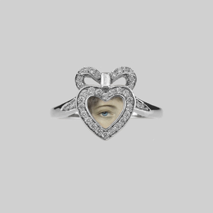 ANONYMITY. Lover's Eye & Cubic Zirconia Heart Ring - Silver - Silver / XLarge