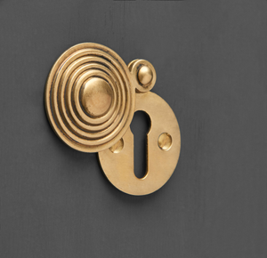 Round Reeded Beehive Escutcheon - Aged Brass