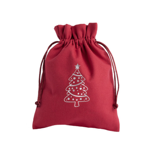 Christmas Cotton Bag Red Large Silver Tree