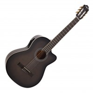 Deluxe Single Cutaway Electro Classical Guitar by Gear4music, Trans Black