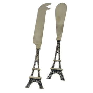 Flair Decor - Eiffel Tower Cheese Knife Set Silver-Toned 2pce