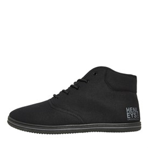 Henleys Mens Bevan High Canvas Pumps Black Mono