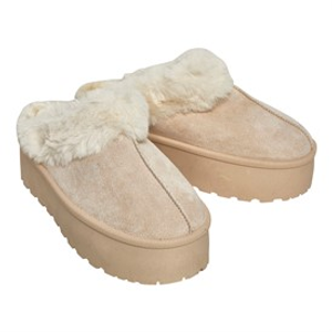 Truffle Collection Womens Vimto Fur Lined Mules Sand
