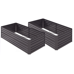 Outsunny Set of 2 Raised Beds for Garden, Galvanised Steel Outdoor Planters with Multi-reinforced Rods for Vegetables, Plants, Flowers and Herbs, 180 x 90 x 59 cm, Dark Grey