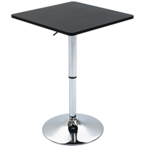 HOMCOM Modern Height Adjustable Counter Bar Table with 360° Swivel Tabletop and Electroplating Metal Base, Pub Desk for Living Room, Kitchen, Restaurant, Pub, Black and Silver