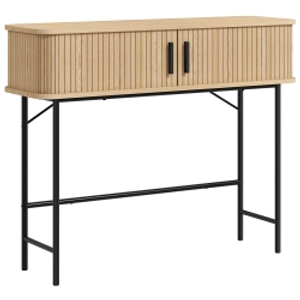 HOMCOM Consola Vintage Mesa de Pasillo con 2 Puertas Correderas de Tambor Tipo Persiana 100x30x80 cm Roble y Negro