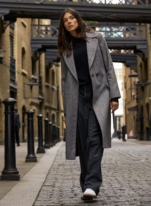 Aye Tailored Coat - 14 (UK Size 14) / Black & White Herringbone
