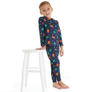 Threadboys Infant Boys Christmas Gingerbread Pyjama Set Navy