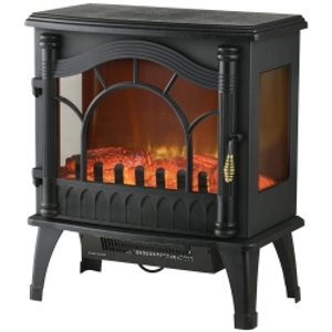 HOMCOM Chimenea Eléctrica 1000W/2000W con Temperatura Ajustable Protección contra Sobrecalentamiento 55x31x58 cm Negro
