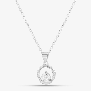 Silver Cubic Zirconia Circle Necklace E613264P
