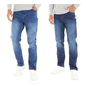 Closure London Mens Two Pack Straight Fit Jeans Dark Blue Wash/Mid Blue Wash