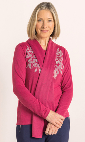 Anna Rose Embellished Jumper With Scarf - Red