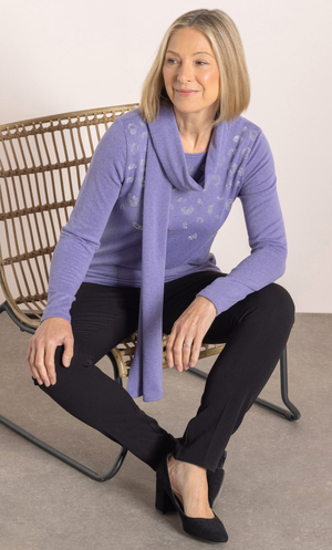 Anna Rose Embellished Jumper With Scarf - Lilac