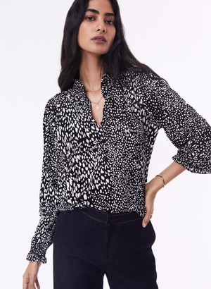 Shirley Blouse with LENZING™ ECOVERO™ - 10 (UK Size 10) / Black Texture Spot