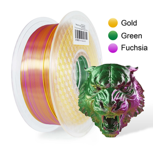 1 x Silk PLA 3D Filament 1.75mm Tricolour Gold & Green & Fuchsia - 1KG