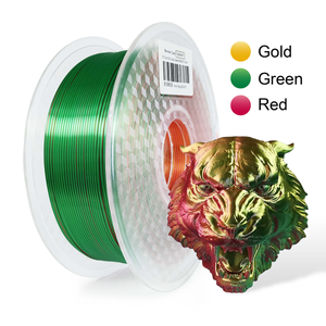 1 x Silk PLA 3D Filament 1.75mm Tricolour Gold & Green & Red - 1KG