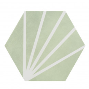 Lily 5 Hexagon Green Line Decor Porcelain Floor & Wall Tile 198x228mm