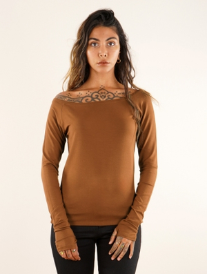 'Top manche longue "Saädiya", Caramel'