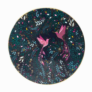 Sara Miller India Collection Serving Plate Hummingbird Paradise Midnight Blue