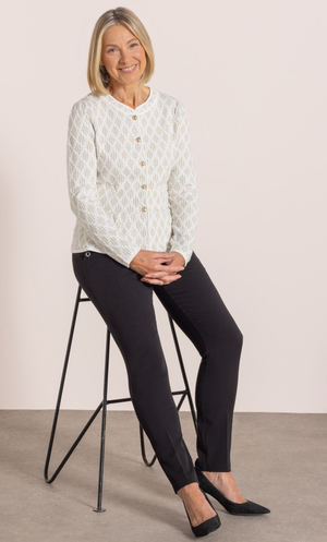 Anna Rose Shimmer Stripe Knitted Jacket - Ivory/Gold