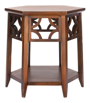 Hexagon End Table in Brown