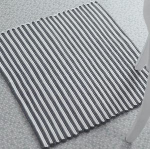 Grey and White Stripey Shower Mat 