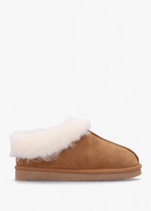 Somolly Tan Suede Shearling Slippers