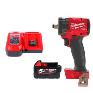 Milwaukee M18FIW2F12 18V 1/2" Cordless Compact Impact Wrench With 1 x 5.0Ah Battery & Charger