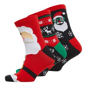 Fluid Mens Three Pack Christmas Santa Novelty Socks Black Multi