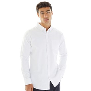 Onfire Mens Long Sleeve Cotton Oxford Shirt White