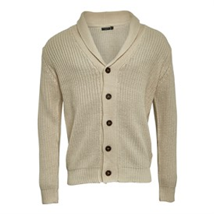 Brave Soul Mens Arkram Button Up Knitted Cardigan Oatmeal