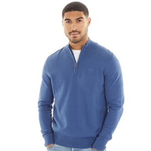 Ben Sherman Mens 1/4 Zip Funnel Neck Jumper Riviera Blue