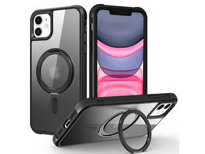 Magnetic Ring Stand Case for iPhone 11 - Smoky Black