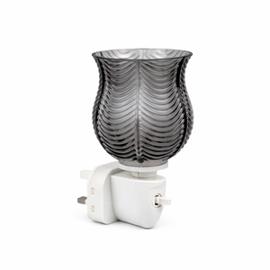 Plug In Wax Melt Burner – Ribbed Glass Wax Warmer in Smoke Black