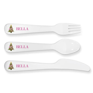 Pink Christmas Kids Cutlery Set