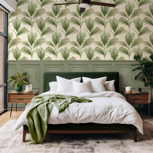 Belgravia Decor Kailani Palm Leaves Sage/Cream Wallpaper - 59122