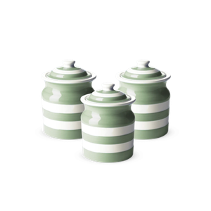 Set of 3 Willow Green Plain Storage Jars 84cl