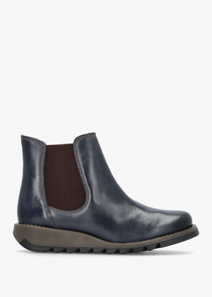 Salv Blue Rug Leather Wedge Chelsea Boots
