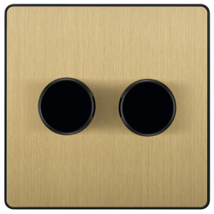 Double Dimmer Switch - 2 Way - Trailing Edge 200W - Satin Brass