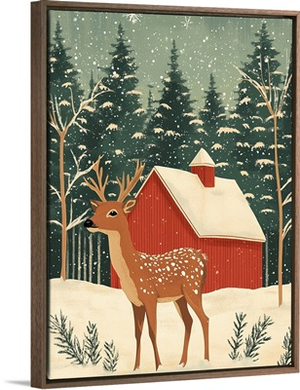 Farmhouse Deer Winter