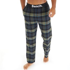 Bench Mens Gesho Flannel Check Lounge Pants Black/Khaki/Blue/White Check