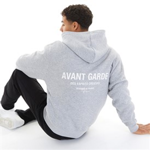 Avant Garde Mens Zip Hoodie Light Grey Marl