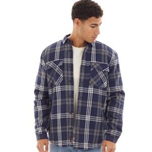 Tokyo Laundry Mens San Juan Sherpa Lined Checked Shirt Navy