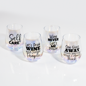 Lustre Stemless Wine Glasses with Sassy Sayings 4 Pack