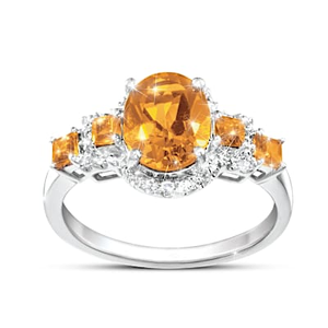 Citrine & White Topaz Ring Size 9
