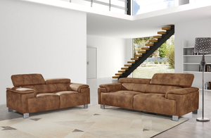 Faux Leather Suede Brown 3 + 2 Seater Sofa Set LIVORNO