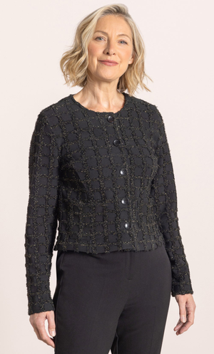 Anna Rose Square Shimmer Jacket - Black/Gold
