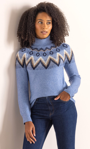 Nordic Design Roll Neck Jumper - Cornflower